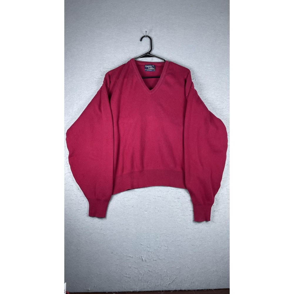 Cypress Links Golf‎ Sweater Mens 2XL Burgundy V Neck Pullover Knit Made USA